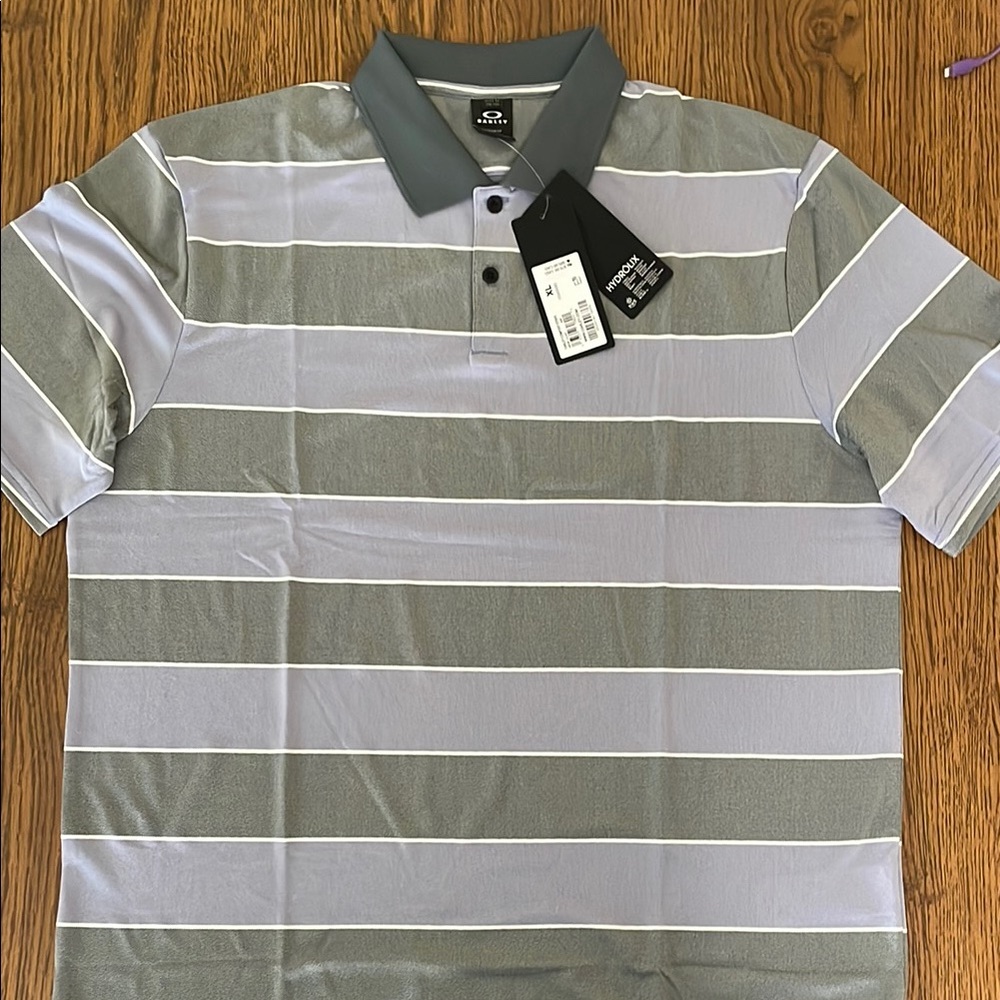 Oakley Gray Striped Men's Polo Shirt
 New with tag